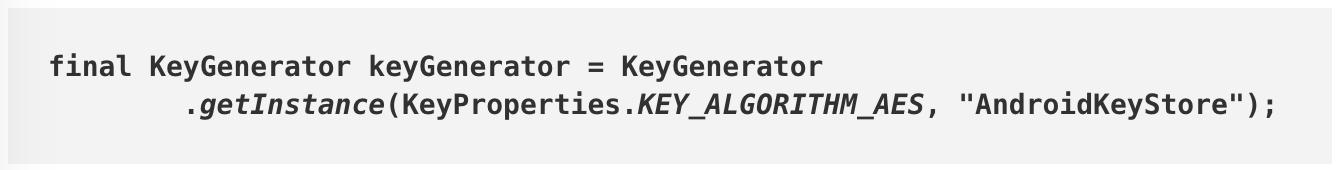 Keygenerator.getinstance algorithm generate key codes